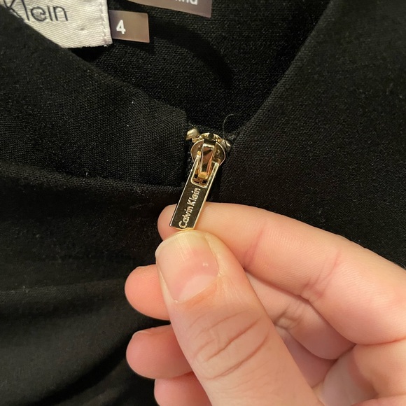 Black Calvin Klein BodyCon Mini Dress Gold Zipper Size 4 - Picture 5 of 11